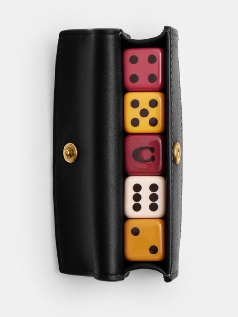 Coach Black Leather Dice Set with Multicolor Dice - Picture 3 of 5